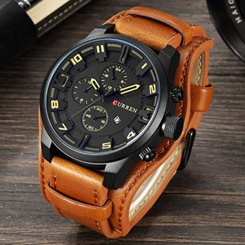 Men's black face watch
